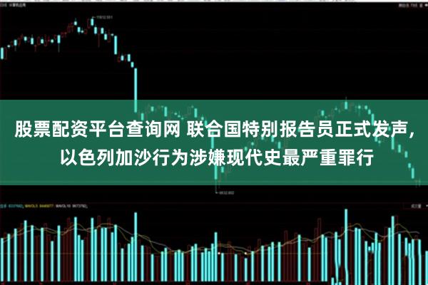 股票配资平台查询网 联合国特别报告员正式发声, 以色列加沙行为涉嫌现代史最严重罪行